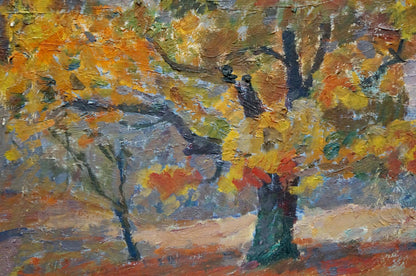 Oil painting of autumn oak trees by Petrashevsky Stanislav Vasilievich