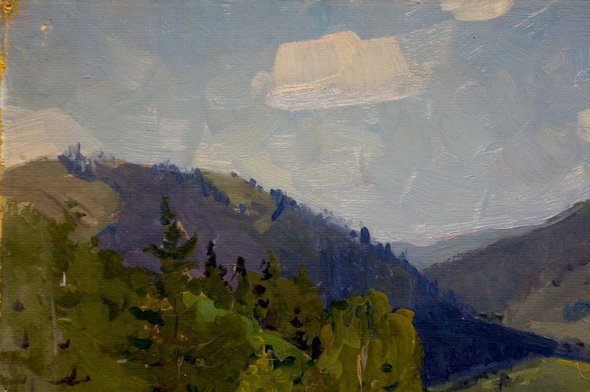 Oil painting of rolling green hills by Fomin Anatoly Nikiforovich