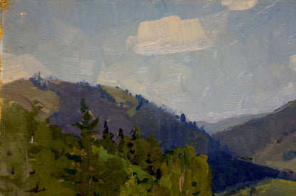Oil painting of rolling green hills by Fomin Anatoly Nikiforovich