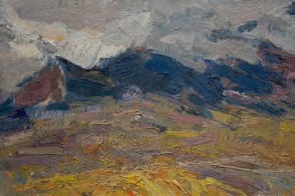 Textured oil painting of Babentsov Victor Vladimirovichs vineyards landscape