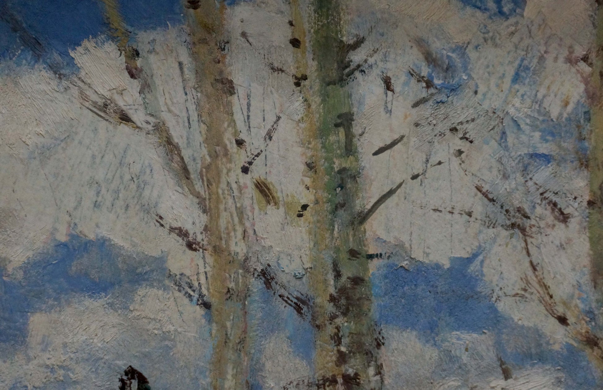 Oil painting Winter is leaving by Nesterenko Nikolay Vasilievich, birch trees impressionist style