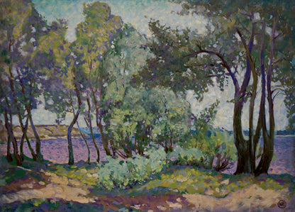 Vibrant impressionist oil painting of lush trees by Vasetsky Grigory Stepanovich