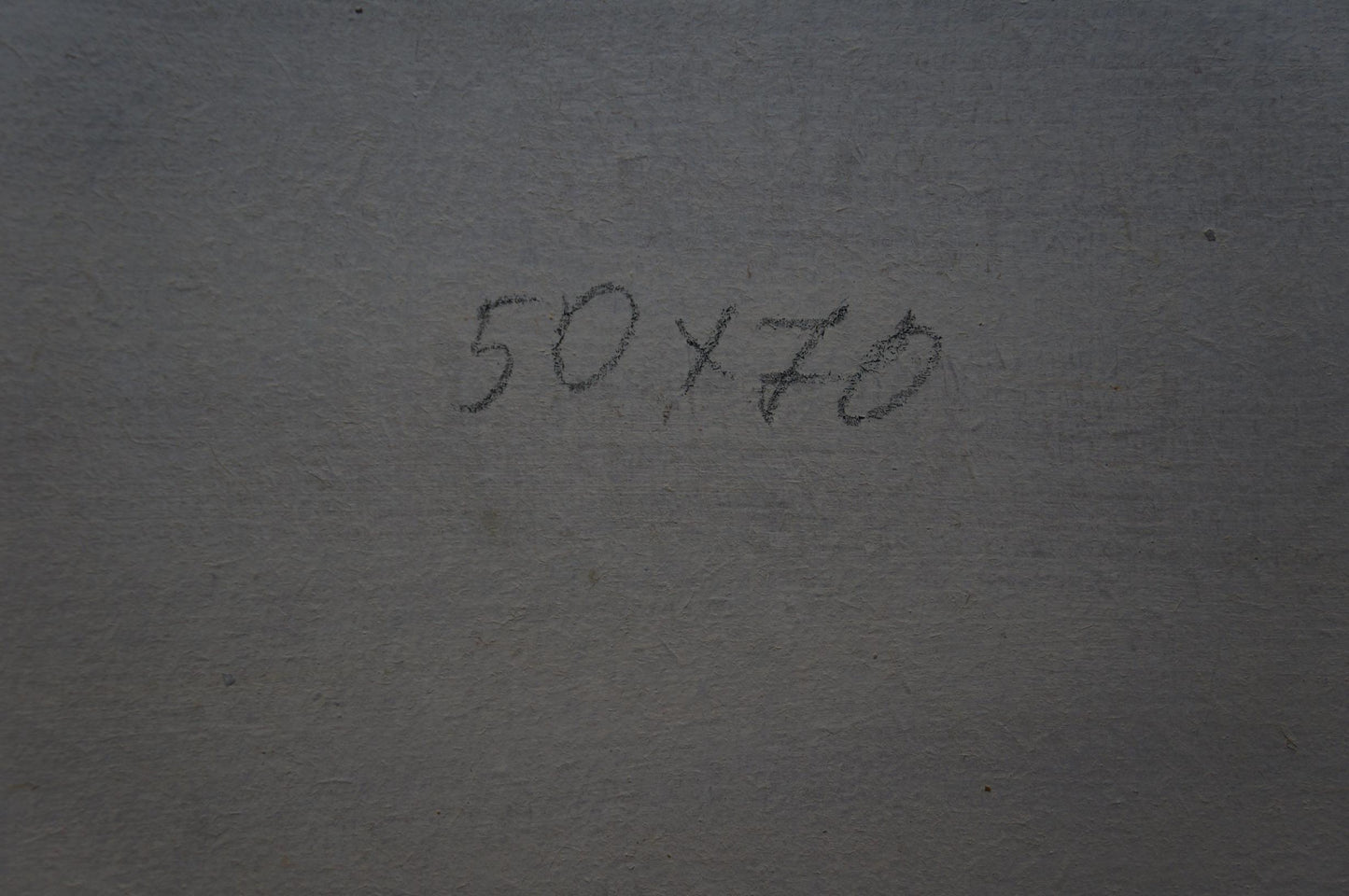 Back of Vasetsky Grigory Stepanovich oil painting with 50x70 handwritten in pencil on gray paper