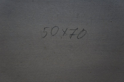 Back of Vasetsky Grigory Stepanovich oil painting with 50x70 handwritten in pencil on gray paper