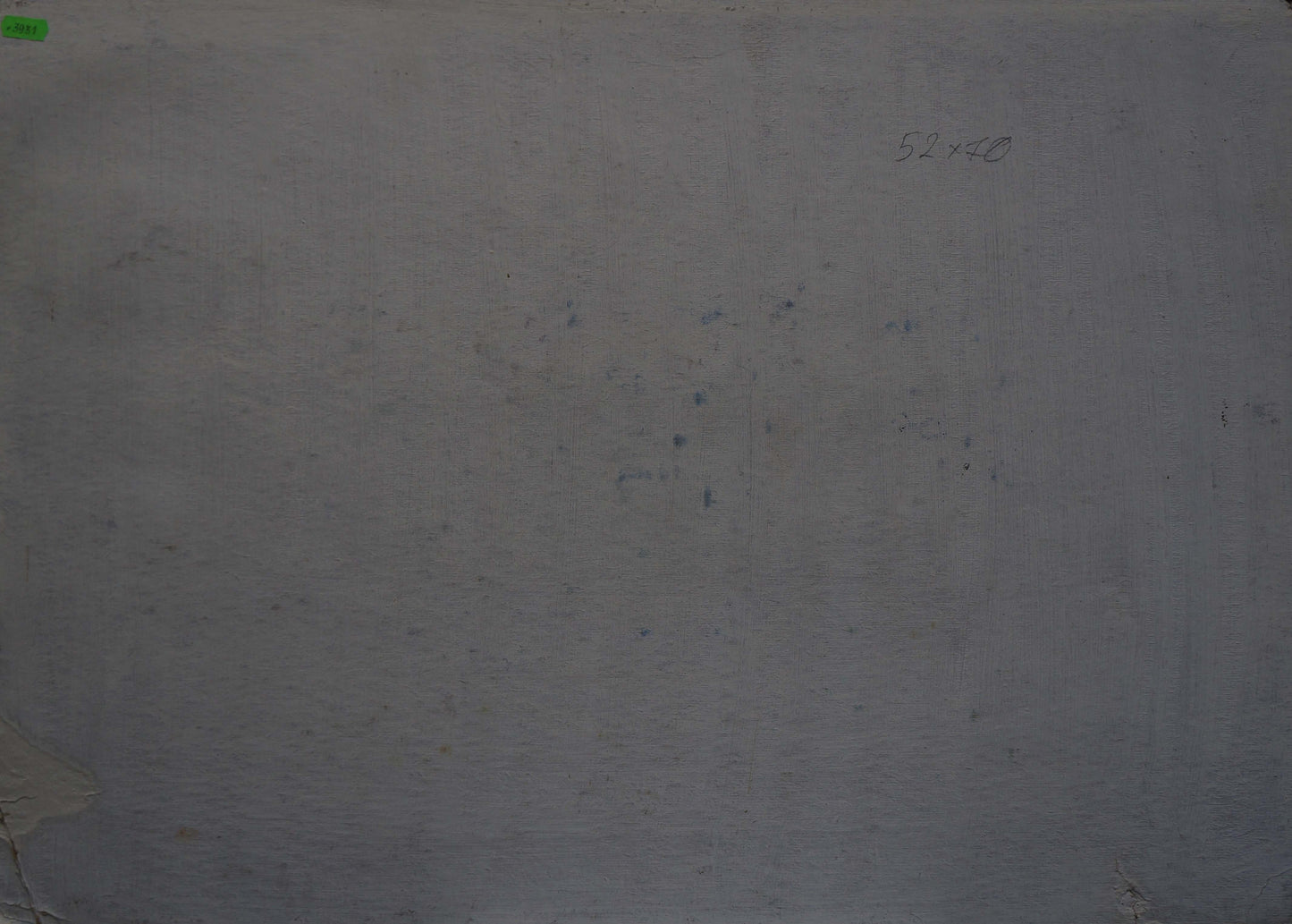 Back of oil painting Golden autumn by Zhabinsky A.M. on gray textured wall