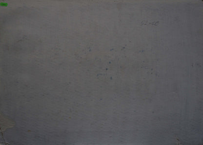 Back of oil painting Golden autumn by Zhabinsky A.M. on gray textured wall
