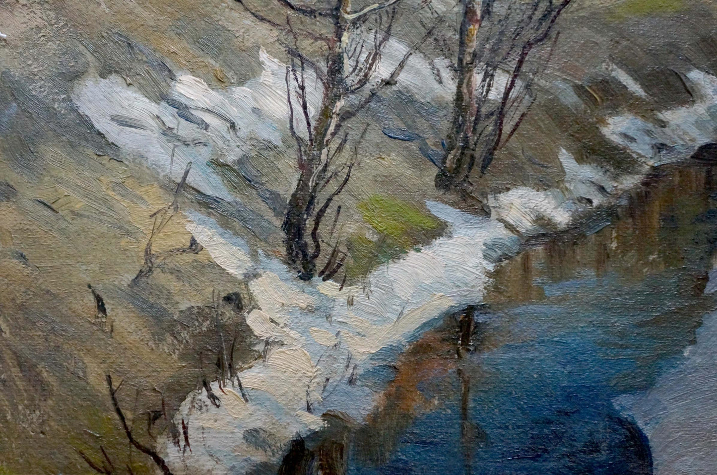 Oil painting End of Winter by Gorobets Pavel Matveevich, snowy landscape