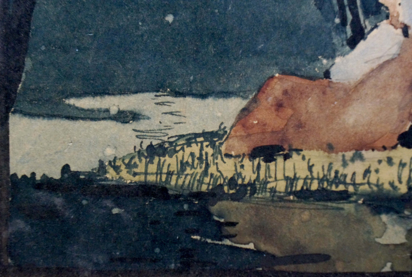 Watercolor painting by Birch Kalatsyuk Yakov Alekseevich of rocky shoreline