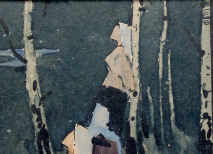 Watercolor birch trees painting by Kalatsyuk Yakov Alekseevich