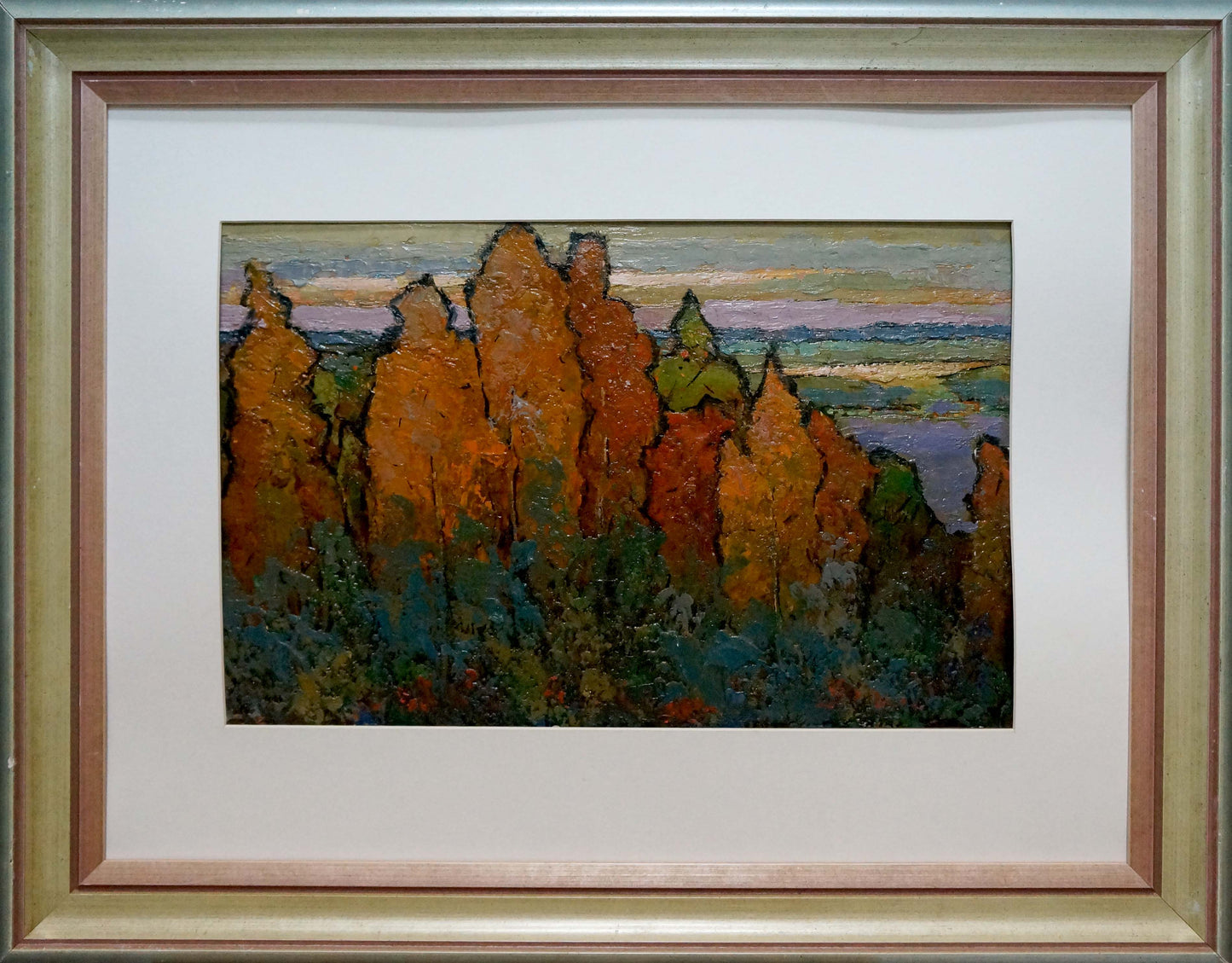 Oil painting by Konstantinopolskiy Adolf Markovich: autumn rock formations