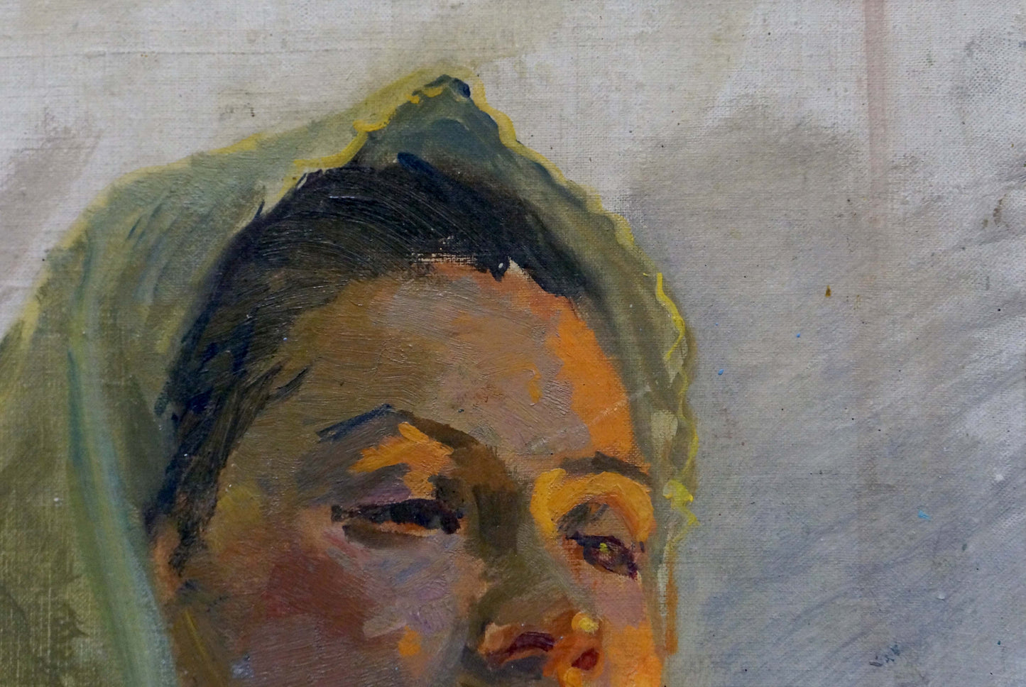 Soft-focus oil painting portrait of a girl by Shurpin F. S