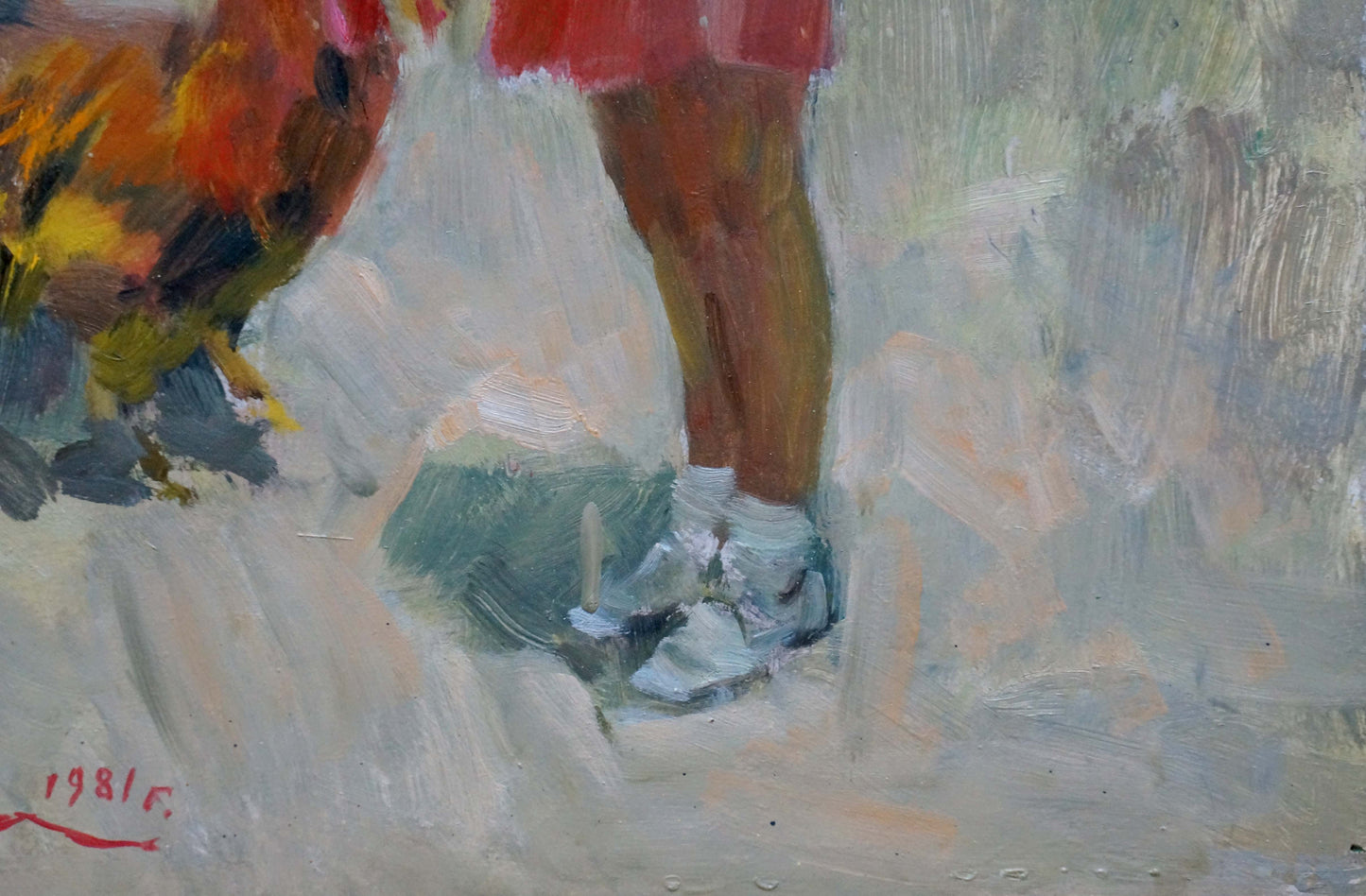 Light gray textured sneakers with white laces in Soroka oil painting style