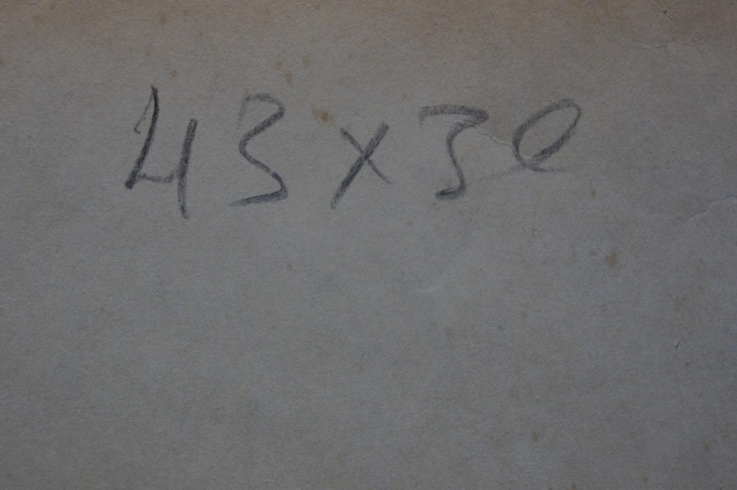 Back of Vyacheslav Andreevich Fedorov oil painting with handwritten 43 x 50 measurements