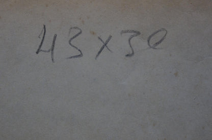 Back of Vyacheslav Andreevich Fedorov oil painting with handwritten 43 x 50 measurements