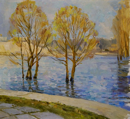 Oil painting by Fomin Anatoly Nikiforovich: Autumn trees in reflective river