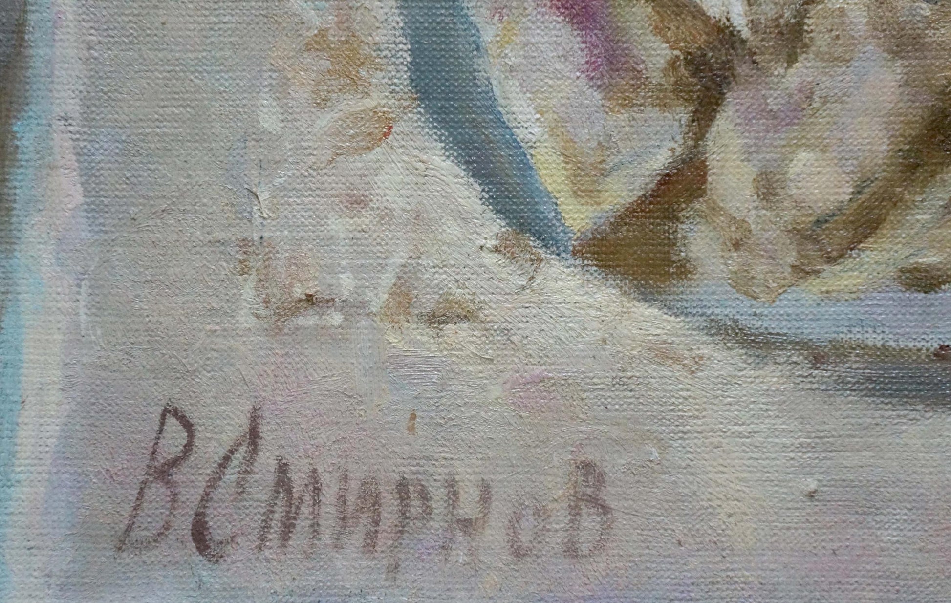 Oil painting Still life by Smirnov Valentin Sergeevich in beige blue tones