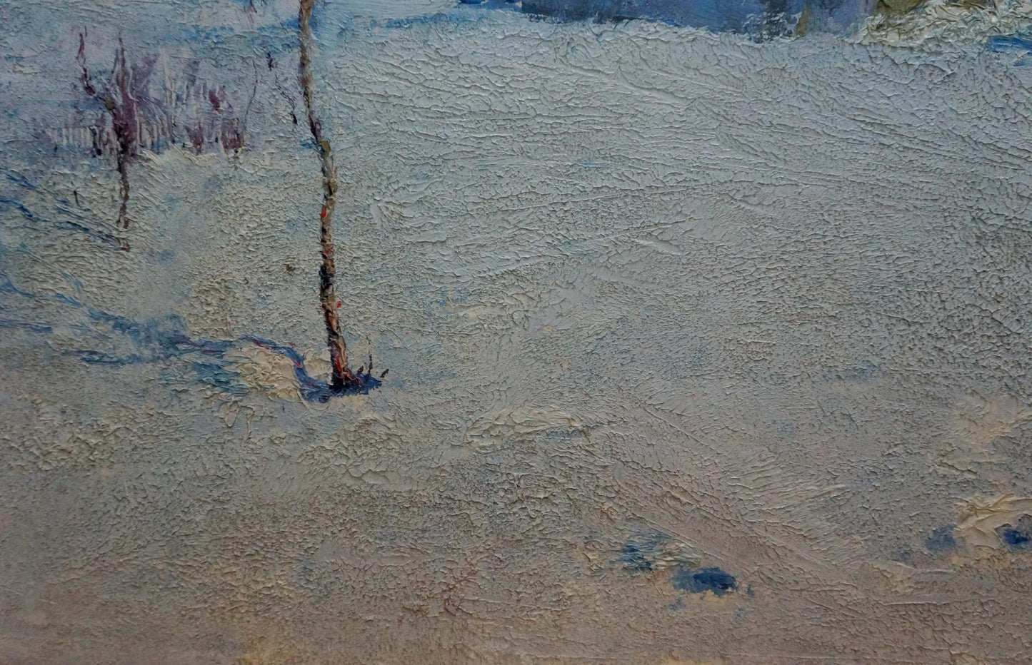 Oil painting of winter landscape by Petrov George Petrovich: solitary tree trunk
