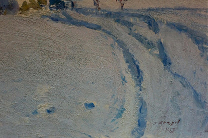 Oil painting Winter landscape by Petrov George Petrovich, impasto white and blue
