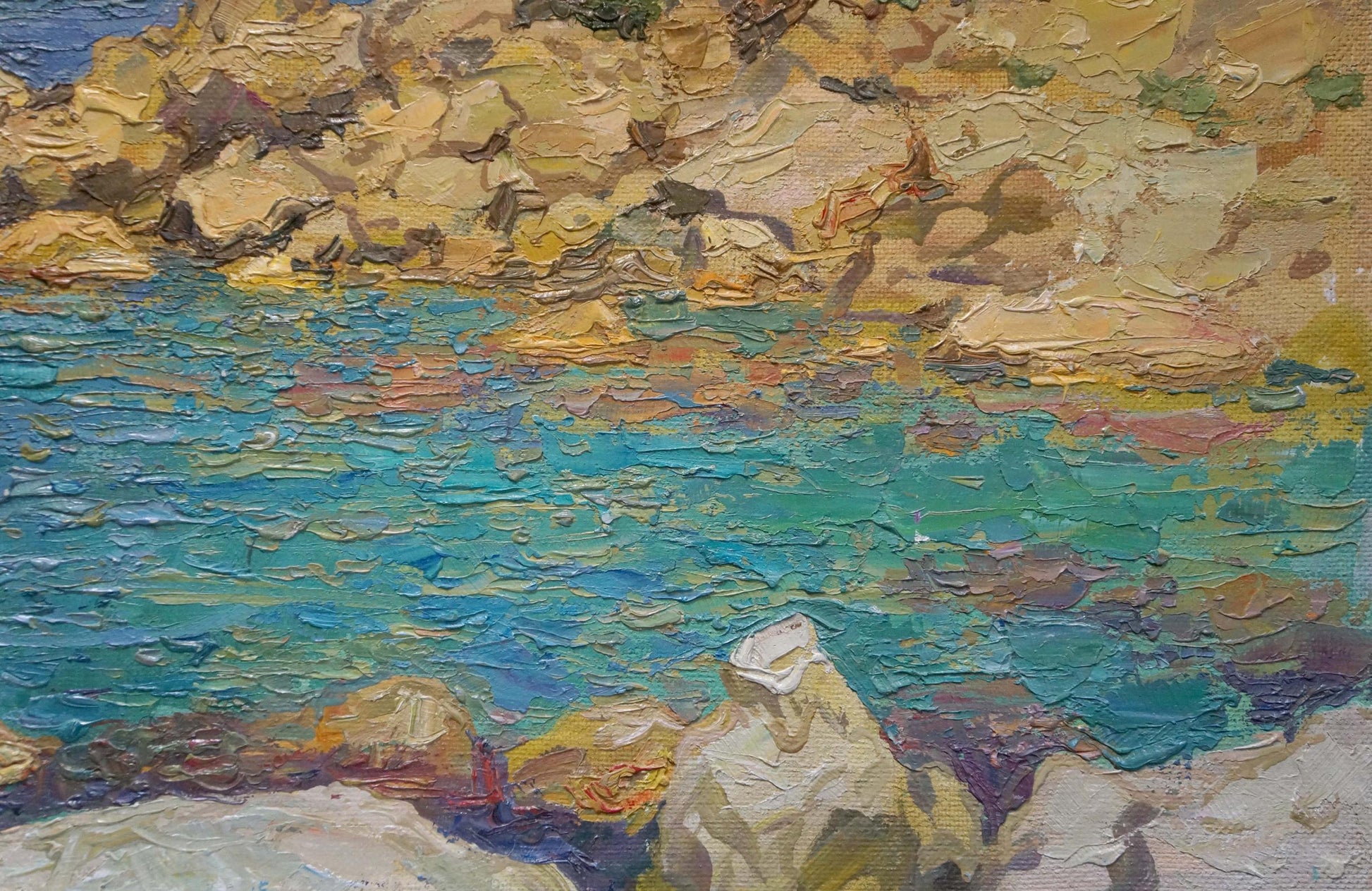 Oil painting Sea Chegodar by Vasily Dmitrievich vibrant coastal impasto scene