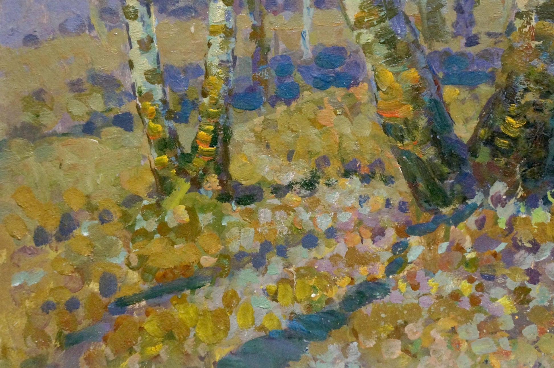 Oil painting Early spring by Ruban Grigory Savelievich, vibrant birch trees