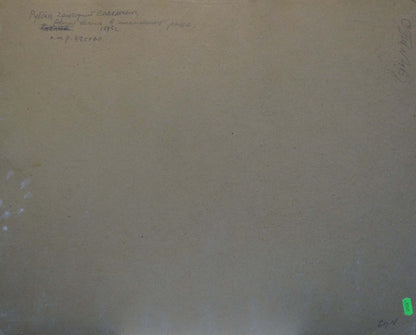 Back of beige textured canvas by Ruban Grigory Savelievich with inscription