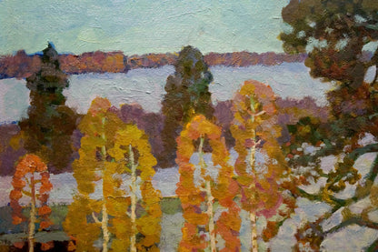 Oil painting Birches by the river by Ruban Grigory Savelievich