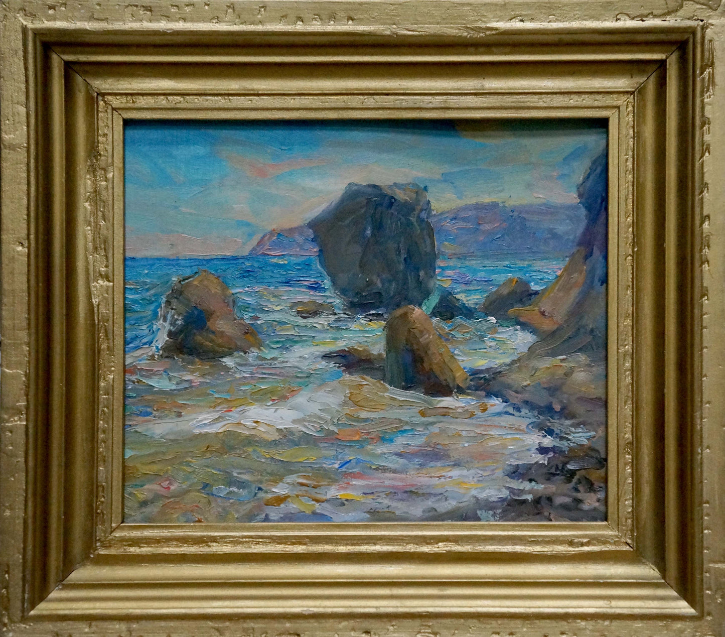Oil painting Waves breaking on rocks by Kalashnik Dmitry Nikolaevich