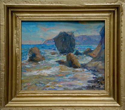 Oil painting Waves breaking on rocks by Kalashnik Dmitry Nikolaevich