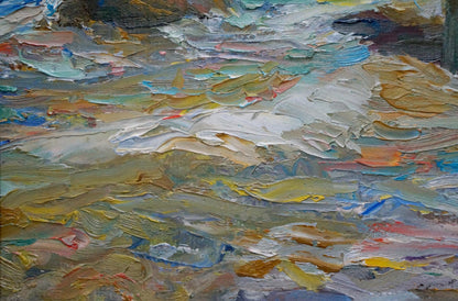 Oil painting of waves breaking on rocks by Kalashnik Dmitry Nikolaevich