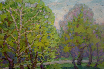 Textured impressionist oil painting Path in the Grove by Ruban Grigory Savelievich