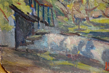 Impressionistic oil painting of Karelin Vyacheslav city street landscape