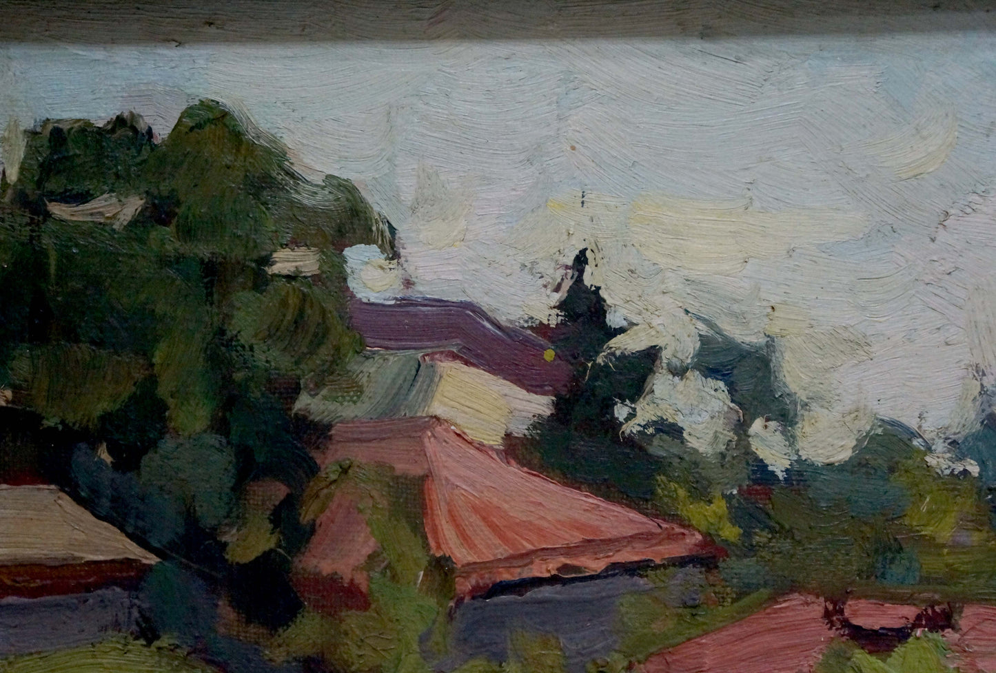 Oil painting by Basanets Petr Alekseevich: village landscape with churches