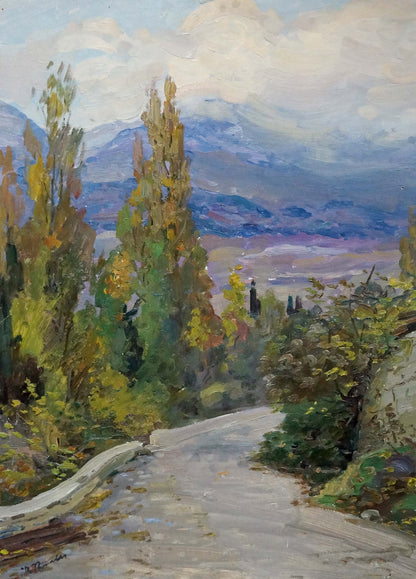 Serene oil painting Road to the Mountains by Kisil Grigory Alekseevich