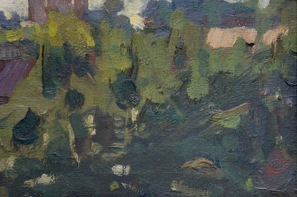 Abstract oil landscape painting with churches by Basanets Petr Alekseevich