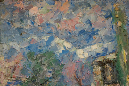 Abstract impressionistic oil painting Streets in the village by Karelin Vyacheslav