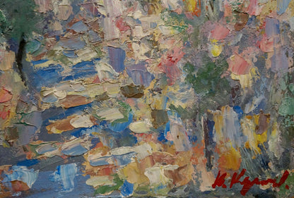 Abstract oil painting Streets in the village by Karelin Vyacheslav