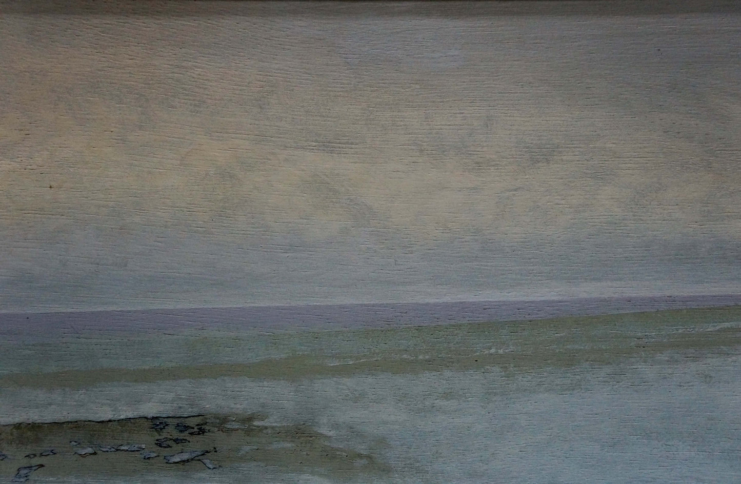 Weathered gray beige wall with faded purple strip in Painting Lonely Man Yuri Anatolievich Pliss