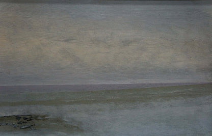 Painting Lonely man by Yuri Anatolievich Pliss serene minimalist seascape