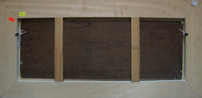 Back of framed Painting Lonely Man by Yuri Anatolievich Pliss with wood panels