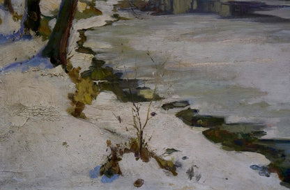 Oil painting of snowy winter landscape by Egorov Boris Kuzmich