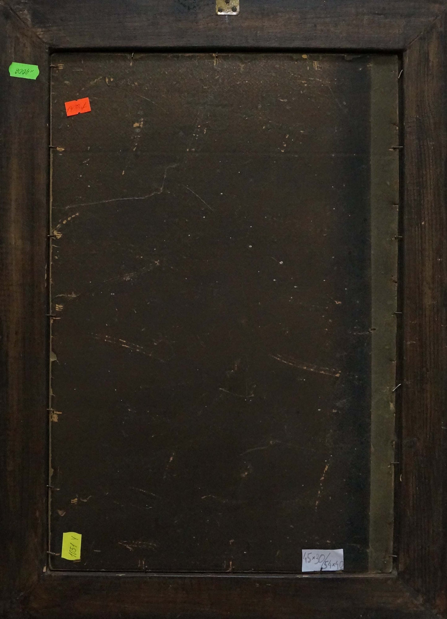 Dark worn wooden frame for oil painting Sunset over the sea