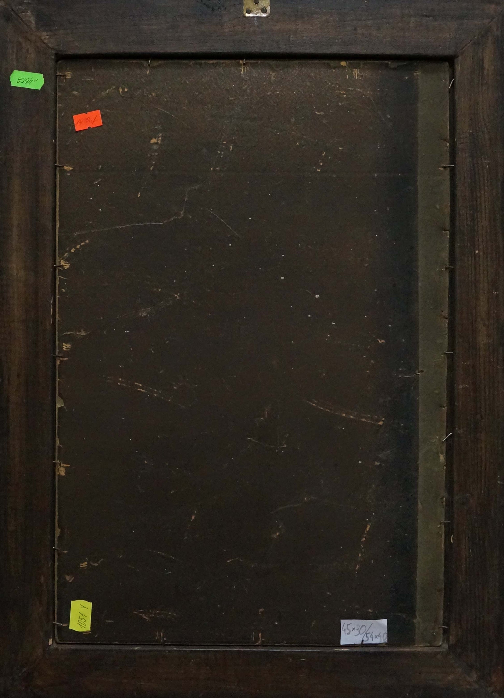 Dark worn wooden frame for oil painting Sunset over the sea