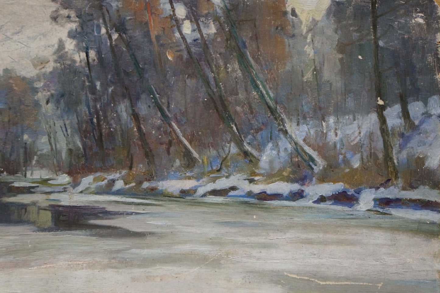 Oil painting of snowy forest by Egorov Boris Kuzmich