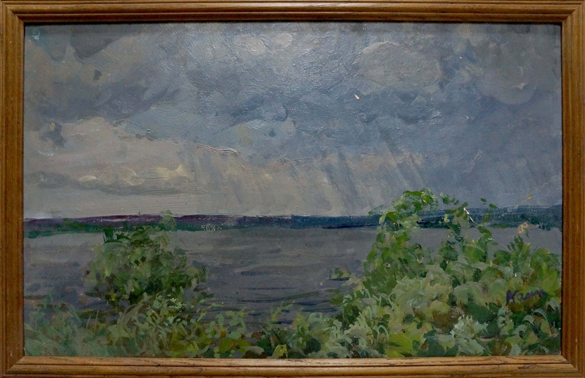 Oil painting Rain by Kolosovsky Georgy Sergeevich moody landscape