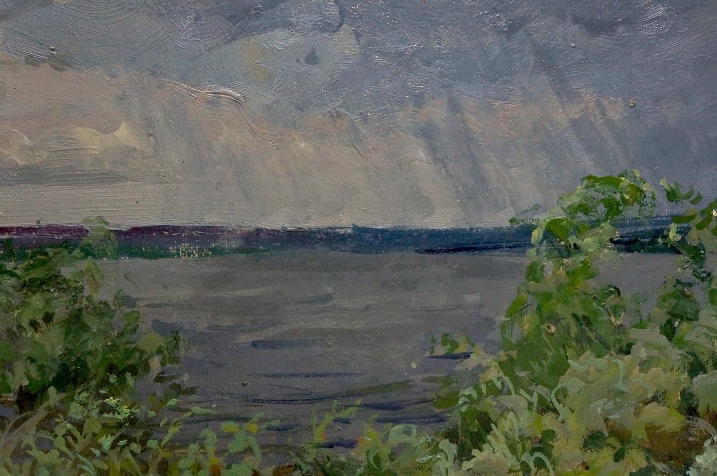 Oil painting Rain by Kolosovsky Georgy Sergeevich moody landscape