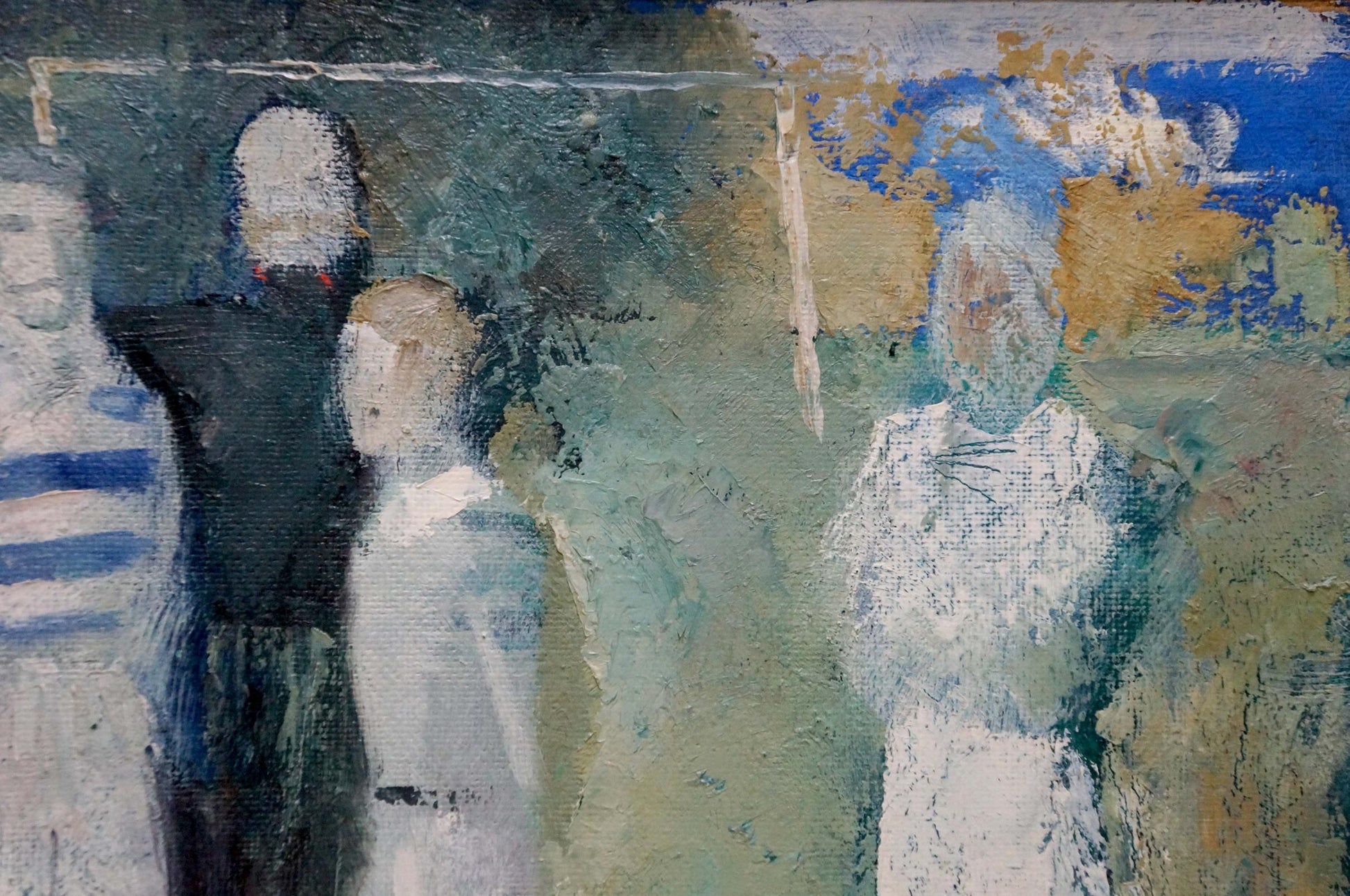 Abstract expressionist oil portrait of Afanasiev football team