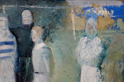 Abstract expressionist oil portrait of Afanasiev football team