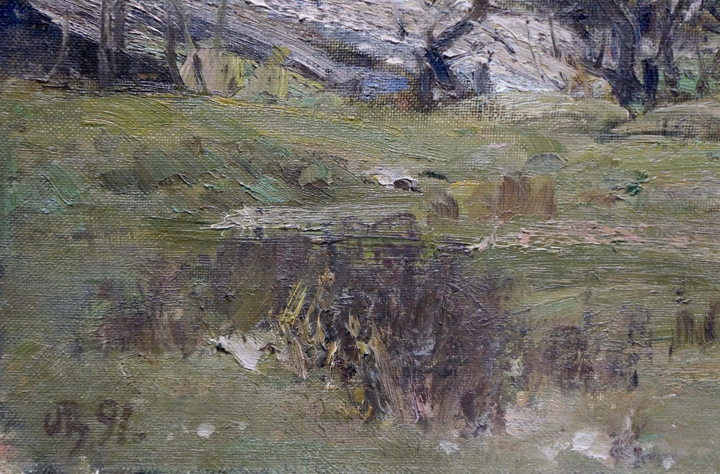 Oil painting Its a nasty day by Leshchenko Valentin Alekseevich rustic landscape