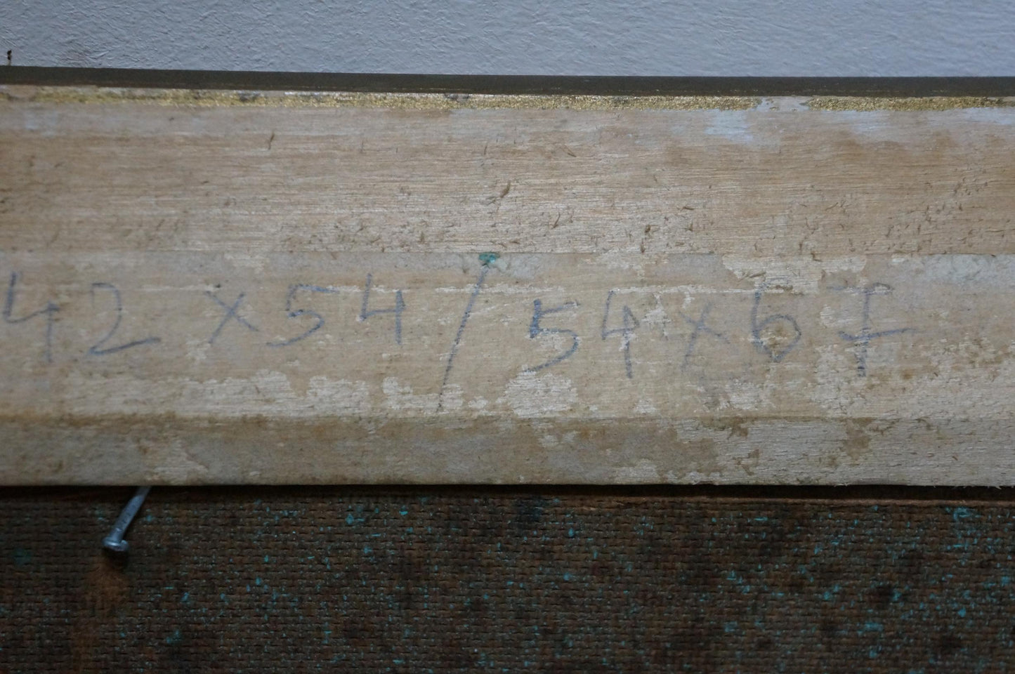 Back of oil painting by Sorokoletov Gavriil Vladimirovich: weathered beige plank