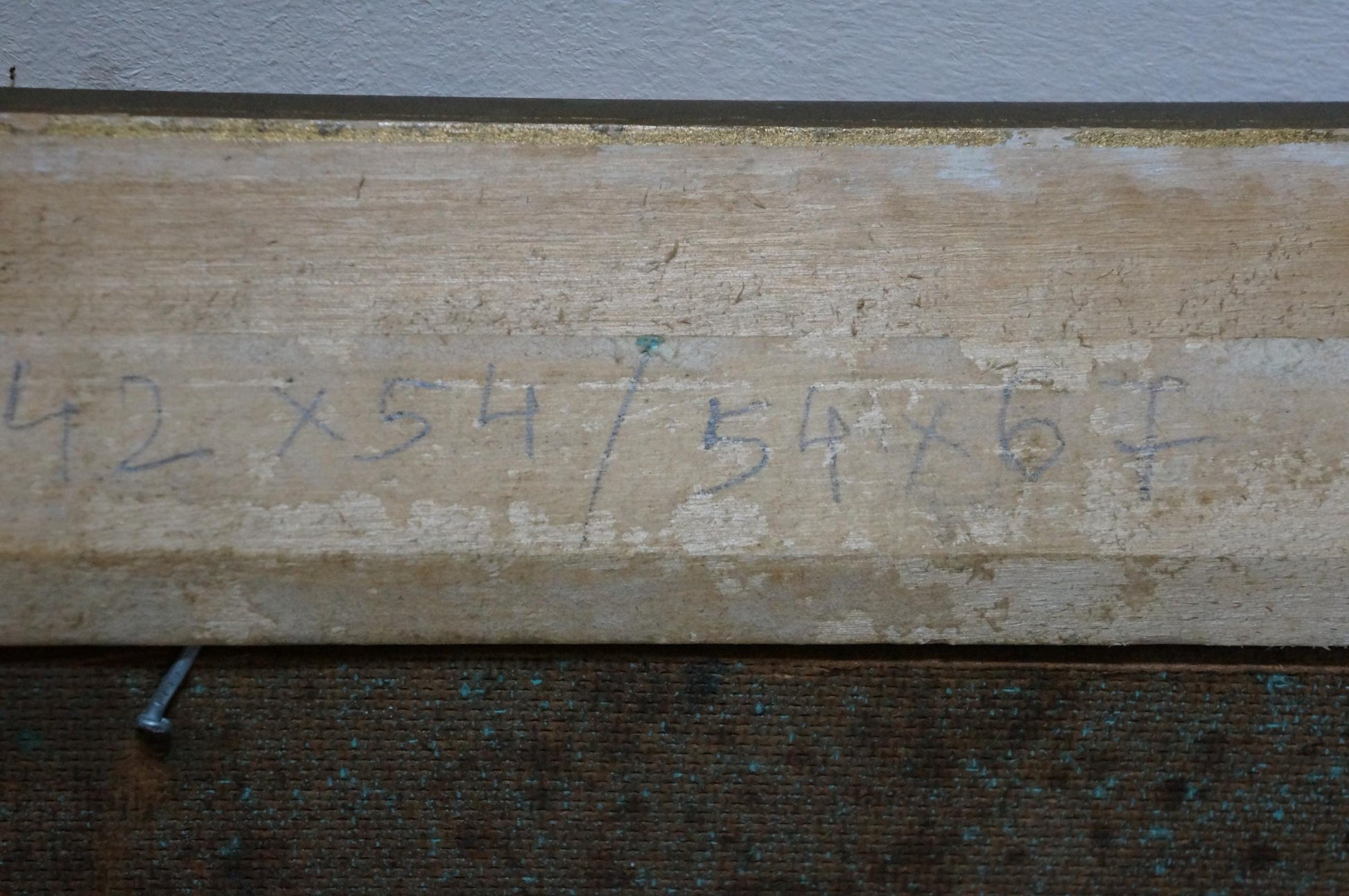 Back of oil painting by Sorokoletov Gavriil Vladimirovich: weathered beige plank